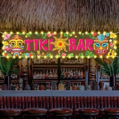 Tiki Bar Light Up Sign Luau Hawaiian Party Decor Beach Pool Moana Aloha - Image 1 of 4