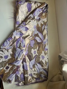 Lilac Gold Paisley Metallic Brocade Fabric 2 metres - Picture 1 of 5