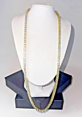 Collar de cadena de tenis de plata de ley 925 | Chapado en oro de 18 quilates | Circón helado Foto 1 de 3