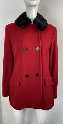 Windsmoor ladies red wool cashmere blend coat Fur Collar size UK 12 BNWT - Image 1 of 4