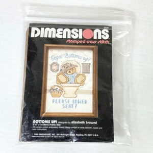 Vintage 1989 Dimensions Bottoms Up! Teddy Bear Toilet Stamped Crossstitch Kit - Picture 1 of 3
