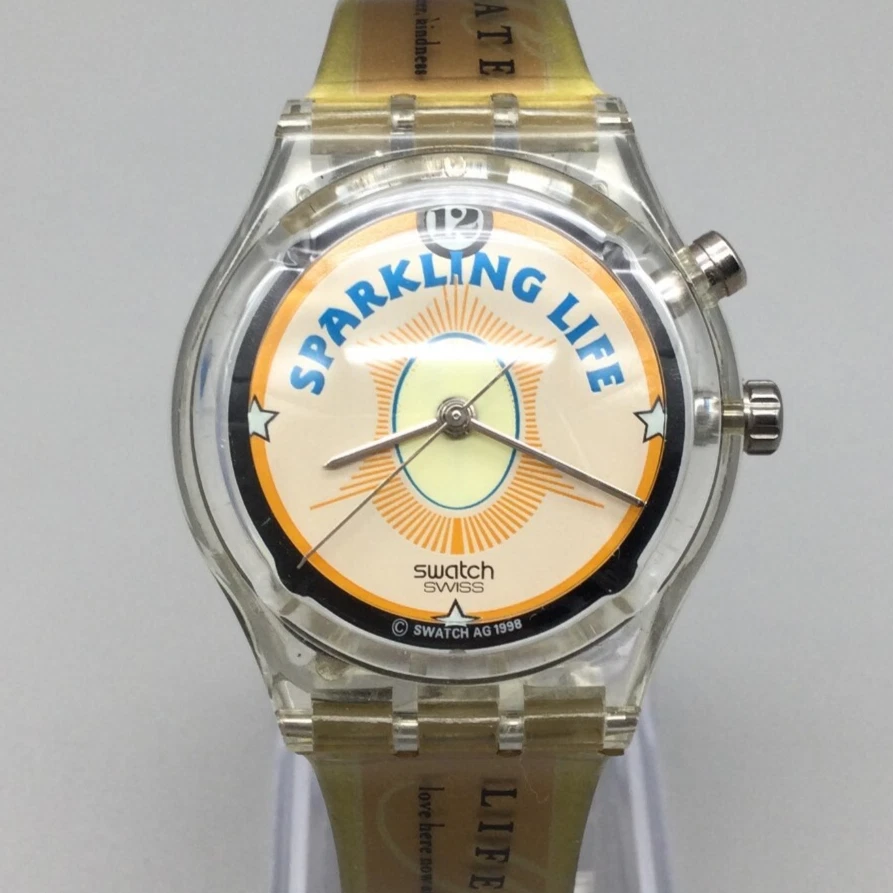 Swatch Sparkling Life Watch Women 34mm Gold Tone Swiss BROKEN PARTS REPAIR - image 1 of 4