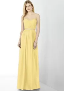 After Six 6730... Vestido de gasa largo, sin tirantes... Buttercup... Talla 6 (Reino Unido) - Imagen 1 de 6
