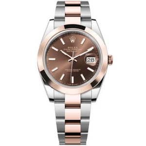 Rolex Datejust 41mm Chocolate Dial Oyster Two-Tone Steel Rose Gold Watch 126301 - Picture 1 of 17