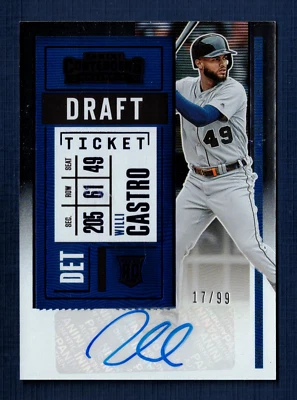 2020 Panini Contenders Blue Willi Castro Auto #150 Detroit Tigers MINT /99 - Image 1 of 2