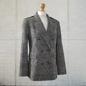 One Of A Kind Women’s Pretty Green Prince Of Wales Check Wool Jacket Sz 10 Small - Picture 1 of 23