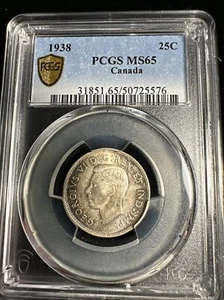 Canada 1938 25 Cents PCGS MS65 - Picture 1 of 3