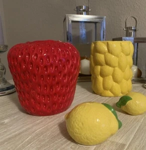 Vase Erdbeere Deko Krug Sylt Keramik Rot Obst Sommer Garten Party H19cm NP49,-€ - Bild 1 von 10