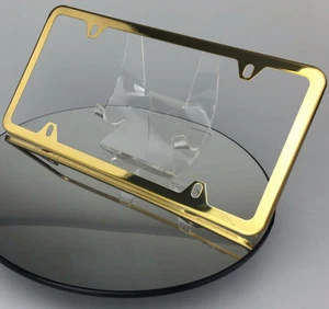 4 Hole Powder Coated Gold Stainless Steel License Plate Frame Slim Holder Lexus - Picture 1 of 9