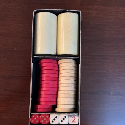 Backgammon Game Replacement Wood Pieces Dice Cups By Selchow & Righter 1975 - Image 1 of 4