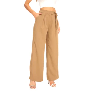 Solide High Waist Business Freizeit Hose Elegante Slacks Hose mit Taschen Khaki M - Bild 1 von 4