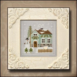 Country Cottage Needleworks Cross Stitch Chart ~ Snowman's Cottage w/Button - Picture 1 of 3