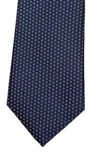 Theory Skinny Silk Necktie Geometric Blue Tiny Silver-Gray Crosses 2.5" - Picture 1 of 6
