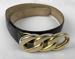 Arrivanto Black Genuine Italtan Calf Skin Belt 1 1/4”W - Womens Size 28/29 - Picture 1 of 12