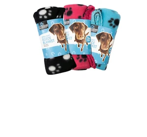 3 Stück warme weiche Fleecedecke mit Pfotenabdruck Katze & Hund Welpe 60 cm x 100 cm - Bild 1 von 4