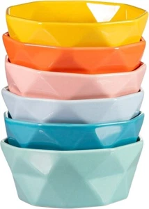 Porcelain Bouillon Cups - 8 Ounce Dessert Bowls - Set of 6 Multicolor Hot Ass... - Picture 1 of 6