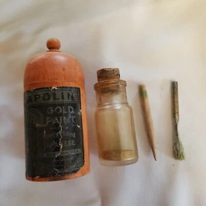 Vintage 1890 Sapolin Holzkiste, Flasche & Pinsel - Bild 1 von 5
