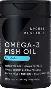 Sports Research Fish Oil Mini-Softgels - Easy to Swallow Omega-3 Fatty Acids fro - Picture 1 of 13