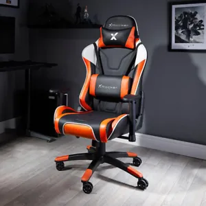 X ROCKER Agility PC Office Gaming Chair, Racing Lumbar & Neck Support - ORANGE - Picture 1 of 8