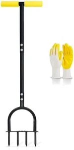 Lawn Spike Aerator - Non-Slip T-Handle, Four 9cm Solid Steel Spikes - Picture 1 of 7