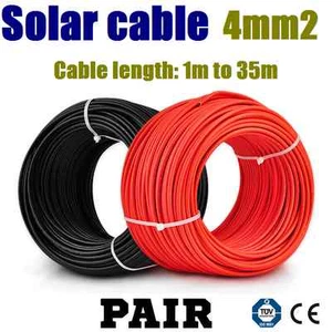 Pair 4mm² Solar Cable Single Core Photovoltaic Cable Solar Panel PV Wire 1m-35m - Picture 1 of 2