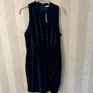 Sugar+Lips Velvet Blue Cocktail Dress Size Large NWT - Picture 1 of 5