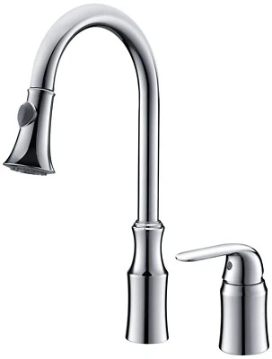 chrome Single Handle Pull-Down spray widespread 2 Hole Kitchen Faucet mixer tap - Image 1 of 4