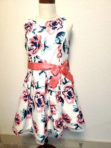 Zunie sz 7 girls white & pink roses floral layered party dress - Picture 1 of 5