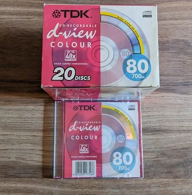 CD-R Audio TDK Colour x 20Discs 80min Jewel Cases - Image 1 of 2