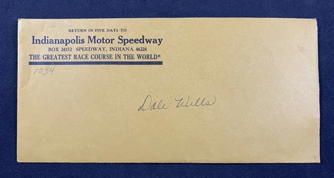 Vintage Indianapolis Motor Speedway Reserved Ticket Envelope Cover