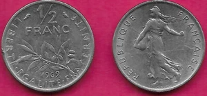 FRANCE 1/2 FRANC 1969 THE SEED SOWER,DESIGNED BY OSCAR ROTY IN 1900 A NATIONAL E - Picture 1 of 1
