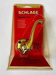 SCHLAGE Dummy Trim Right-Hand RH Door Knob Handle- Bright Brass F170NV FLA 605