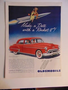 1950 Red Sedan OLDSMOBILE Rocket "88" vintage art print ad - Picture 1 of 1