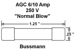2 ea, AGC 6/10 Amp 250V Glass Fuse, Normal Blow, 6/10A 250 Volt NEW - Picture 1 of 3