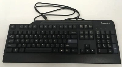 Lenovo 54Y9400 SK-8825 USB Wired Quiet Thin Keyboard Black 104 Keys Pop Out Feet - Image 1 of 4