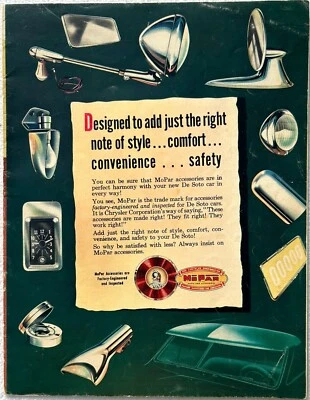 Folleto de accesorios MOPAR 1949 original para DESOTO Foto 1 de 4