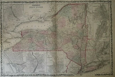 Antiguo mapa antiguo del Atlas de 1861 ~ estado de Nueva York - Long Island ~ envío y devolución gratuitos Foto 1 de 3