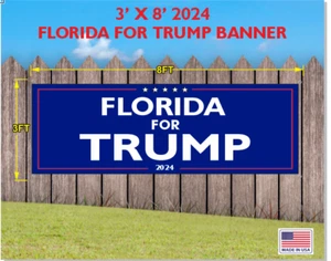TRUMP MAGA 2024 BANNER FLORIDA FÜR TRUMP 3 FUSS X 8 FUSS - Bild 1 von 1