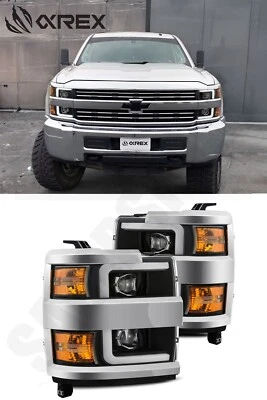 Faros proyectores AlphaRex PRO negros para Silverado 2500/3500HD 2015-2019 Foto 1 de 4