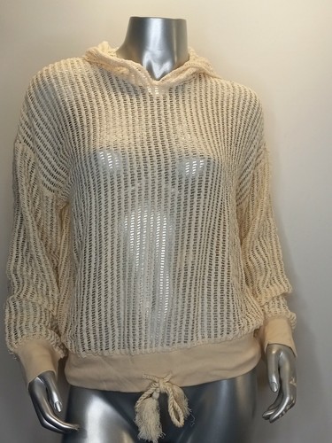 OFF WHITE Felpa con cappuccio Wild Fable taglia XS maglia aperta panna donna nuova