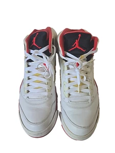 Air Jordan 5 Retro 2006 bianco rosso argento taglia 11 con etichetta Jumpman Hang OG - Foto 1 di 24