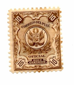 Perú 1909, Official Use Only, Antique rare Mint Hinge Remnant, accept offers - Picture 1 of 3