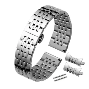 Gebogene Edelstahl poliert Butterfly Schließe Ersatz Uhrenarmband Armband - Bild 1 von 4