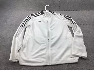 Adidas Track Jacket Womens Medium White Aeroready PrimeGreen Full Zip - Picture 1 of 11
