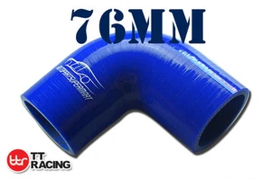 4PLY Silicone 90 Degree Elbow Connector Joiner Turbo Hose 76mm 3" inch Blue - Picture 1 of 7