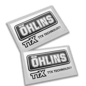 Adesivi grafici di ricambio vinile trasparente tecnologia OHLINS TTX x 2 piccoli 45mm - Foto 1 di 2