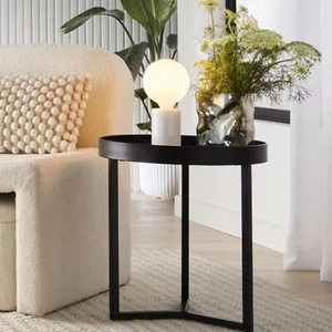Noir Coffee /side Table Modern Elegant Round Industrial Black Metal Frame AU - Picture 1 of 10