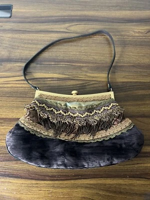 Bolso Monedero SPENCER AND RUTHERFORD Australia Marrón Con Cuentas Encaje Foto 1 de 4