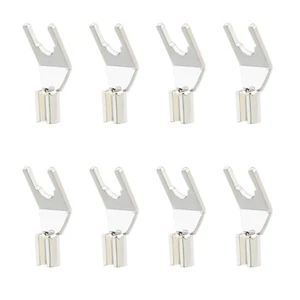 8Pcs Silver Plated Spade Fork Plug DIY Hifi Speaker Cable Wire Y Connector - Picture 1 of 7