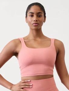 Athleta M Transcend Square Neck Crop D-DD Bra Natural Rose #599949 - Picture 1 of 12